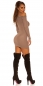 Preview: Taillierter Long-Pullover mit verzierten Carmen-Ausschnitt - cappuccino