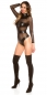 Preview: Sexy Wetlook-Body mit langen Ärmeln und Mesh-Einsätzen - schwarz