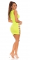 Preview: Kurzes Clubwear-Minikleid mir sexy Cutouts - neongrün