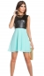 Preview: Minikleid mit Kunstleder-Oberteil und Kontrast-Rock in mint
