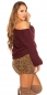 Preview: Kurz geschnittener Grobstrick-Pullover - bordeaux