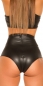 Preview: High Waist Wetlook-Hotpants mit Zier-Zipper in schwarz