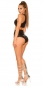 Preview: High Waist Wetlook-Hotpants mit Zier-Zipper in schwarz