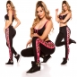 Preview: Sexy Workout Leggings mit Zierschnürung - schwarz/pink
