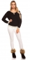 Preview: Modischer Grobstrickpullover mit Lurex-Bündchen - schwarz
