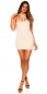 Preview: Neckholder-Minikleid mit sexy Zier-Bändern - beige