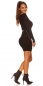 Preview: Figurbetontes Feinstick-Minikleid mit U-Bootausschnitt - schwarz