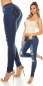 Preview: Sexy Skinny-Jeans im Used-Look mit Strassverzierung - jeansblau