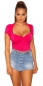 Preview: Shirt mit Bolero-Kragen und Ausschnitt-Raffung in pink