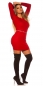Preview: Elegantes Feinstrick-Minikleid mit Strass-Träger - rot