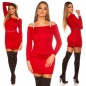 Preview: Elegantes Feinstrick-Minikleid mit Strass-Träger - rot