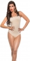 Preview: Exklusives Bodytop mit auffälliger Rückenansicht in beige