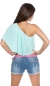 Preview: Süsses One-Shoulder-Top im Volant-Look - mint