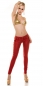 Preview: Wetlook-Treggings mit Nieten und Schnürung in rot