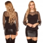 Preview: Elegantes Schösschen-Shirt mit transparenten Ärmeln - schwarz