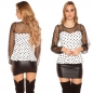 Preview: Elegantes Schösschen-Shirt mit transparenten Ärmeln - weiß