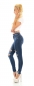 Preview: High Waist Stretch Jeans im Destroyed Look mit Push Up Effekt - dark blue