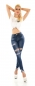 Preview: High Waist Stretch Jeans im Destroyed Look mit Push Up Effekt - dark blue