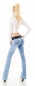 Preview: Modische Bootcut-Jeans im Bleach Look mit Stretch-Gürtel in light blue