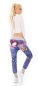 Preview: Baggy-Freizeithose in fröhlich bunter Butterfly Optik in grau