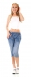 Preview: Capri-Jeans mit diagonaler Knopfleiste und Zipper in blau