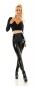 Preview: High Waist Kunstlederlook Leggings mit Glanz-Einsätzen in schwarz