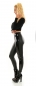 Preview: High Waist Kunstlederlook Leggings mit Glanz-Einsätzen in schwarz