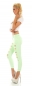Preview: Sommerliche Röhrenjeans im Destroyed-Look - neongrün
