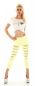 Preview: Sommerliche Röhrenjeans im Destroyed-Look - neongelb