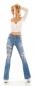 Preview: High Waist Bootcut Jeans mit Vintage-Effekten in light blue