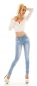 Preview: Sexy Slim Fit Skinny Jeans mit Schleifen-Verzierung in light blue