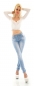Preview: Sexy Slim Fit Skinny Jeans mit Schleifen-Verzierung in light blue