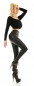 Preview: Thermo-Leggings im Wetlook mit Zierknopf-Leiste - schwarz