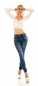 Preview: Sexy Middle Waist Push Up Jeans mit Vintage-Effekten in blue washed