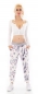Preview: Moderne Freizeithose mit bunten Muster-Prints - multicolor rosa