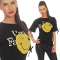 Preview: Exklusives Kurzarm-Shirt mit verzierten Print - schwarz