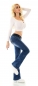 Preview: Moderne Bootcut-Jeans mit Stretch-Gürtel in blue washed