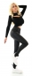 Preview: High Waist Leder-Look Jeans mit Knopfleiste - schwarz