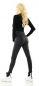 Preview: High Waist Leder-Look Jeans mit Knopfleiste - schwarz