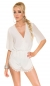 Preview: Romantischer Chiffon-Playsuit mit Spitzenbordüre in weiß