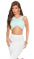 Preview: Crop-Top im Wickel-Look mit Reißverschluss in mint
