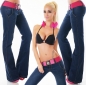 Preview: Bootcut-Jeans mit Stretch-Gürtel in mitternachtsblau