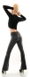 Preview: Modische Bootcut-Hose im Kunstleder-Look - schwarz