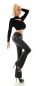 Preview: Modische Bootcut-Hose im Kunstleder-Look - schwarz