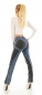 Preview: Freche Bicolor Disigner Jeans mit auffälligen Absteppungen in black & blue