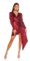 Preview: Edles Samt-Minikleid mit Wickel-Ausschnitt - bordeaux
