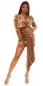 Preview: Edles Samt-Minikleid mit Wickel-Ausschnitt - cappuccino