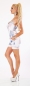 Preview: Figurbetonter Hotpants-Overall mit bunten Hawaii-Muster - blau/weiß
