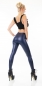 Preview: Modische Thermo-Leggings im sexy Wetlook - blau