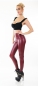 Preview: Modische Thermo-Leggings im sexy Wetlook - weinrot